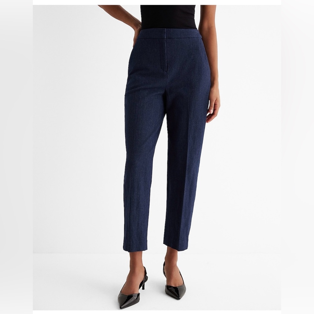 Editor Super High Waisted Twill Straight Ankle Pants